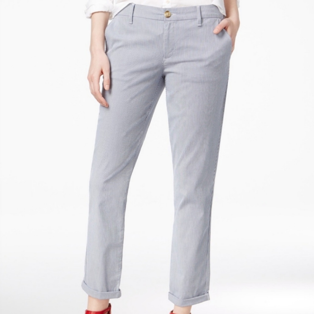 Tommy Hilfiger Hampton Stretch Slim Chino Blue White Striped Size 4